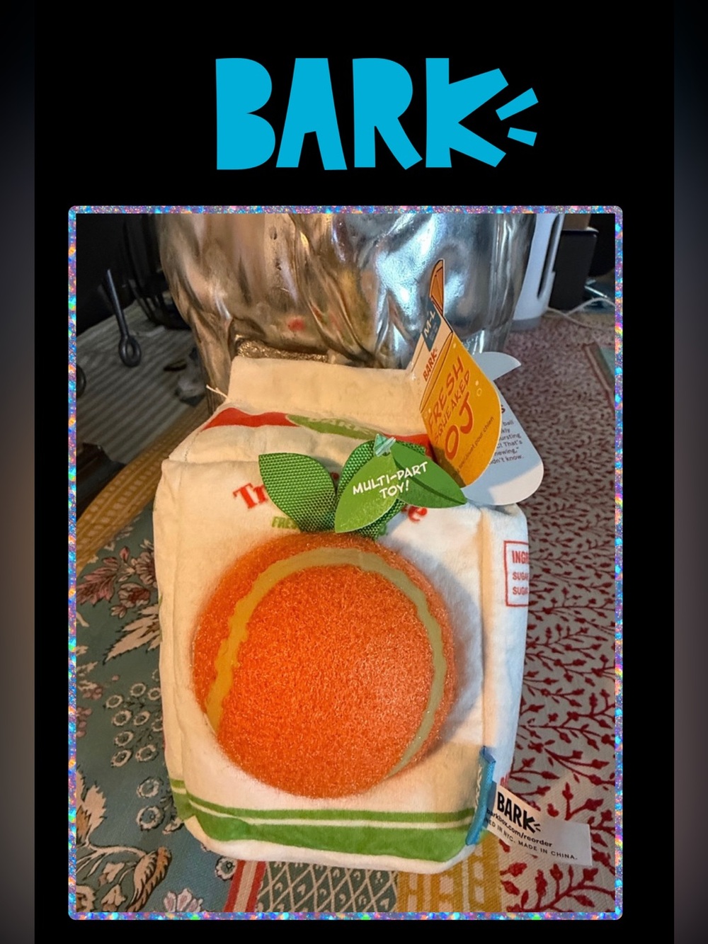 🆕 3/for $25 in a BUNDLE ~ BARK Fresh Squeaked Tropics OJ Multi-Part Dog Toy